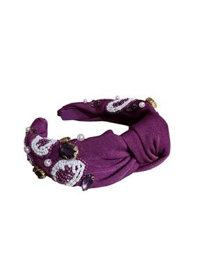 Embellished Knotted Purple Beaded Headband